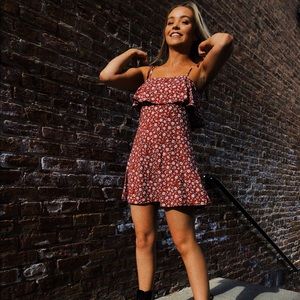 Floral Red & White Dress